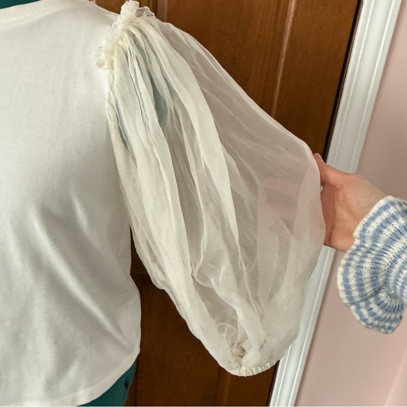 Sea New York Shirt with Organza puff sleeve Small - Picture 2 of 5